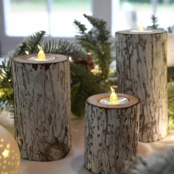 BLACHERE Lot de 3 bougies LED clignotantes (H15 cm) Arbre Blanc chaud New