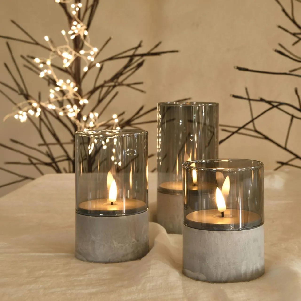 BLACHERE Lot de 3 bougies LED en verre (H15 cm) Charme Blanc chaud Online