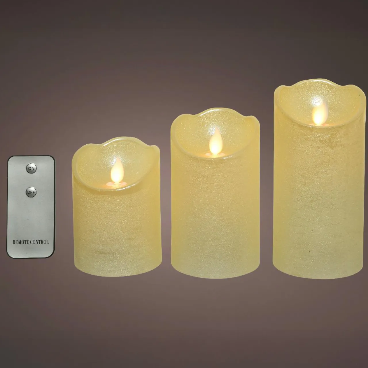 KAEMINGK Lot de 3 bougies LED vacillantes (D7,5 cm) Cire naturelle Crème Beige Outlet