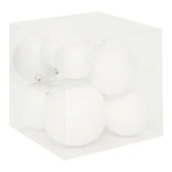 JJA Lot de 12 boules de Noël assortie Neige fraiche he Blanc Discount