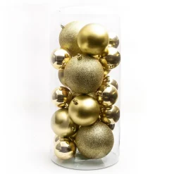EMINZA Lot de 20 boules de Noël assties New Alpine Or