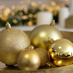EMINZA Lot de 20 boules de Noël assties New Alpine Or