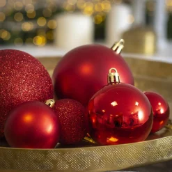 EMINZA Lot de 20 boules de Noël assorties New Alpine Rouge Discount