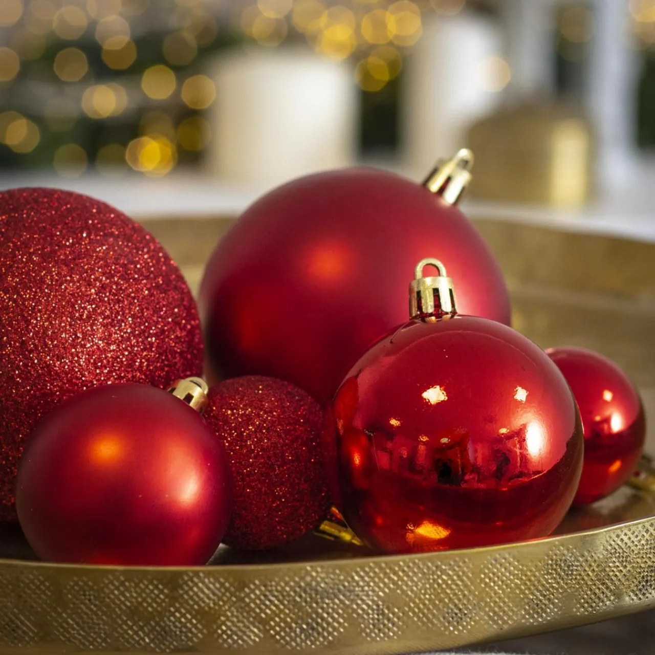 EMINZA Lot de 20 boules de Noël assorties New Alpine Rouge Discount