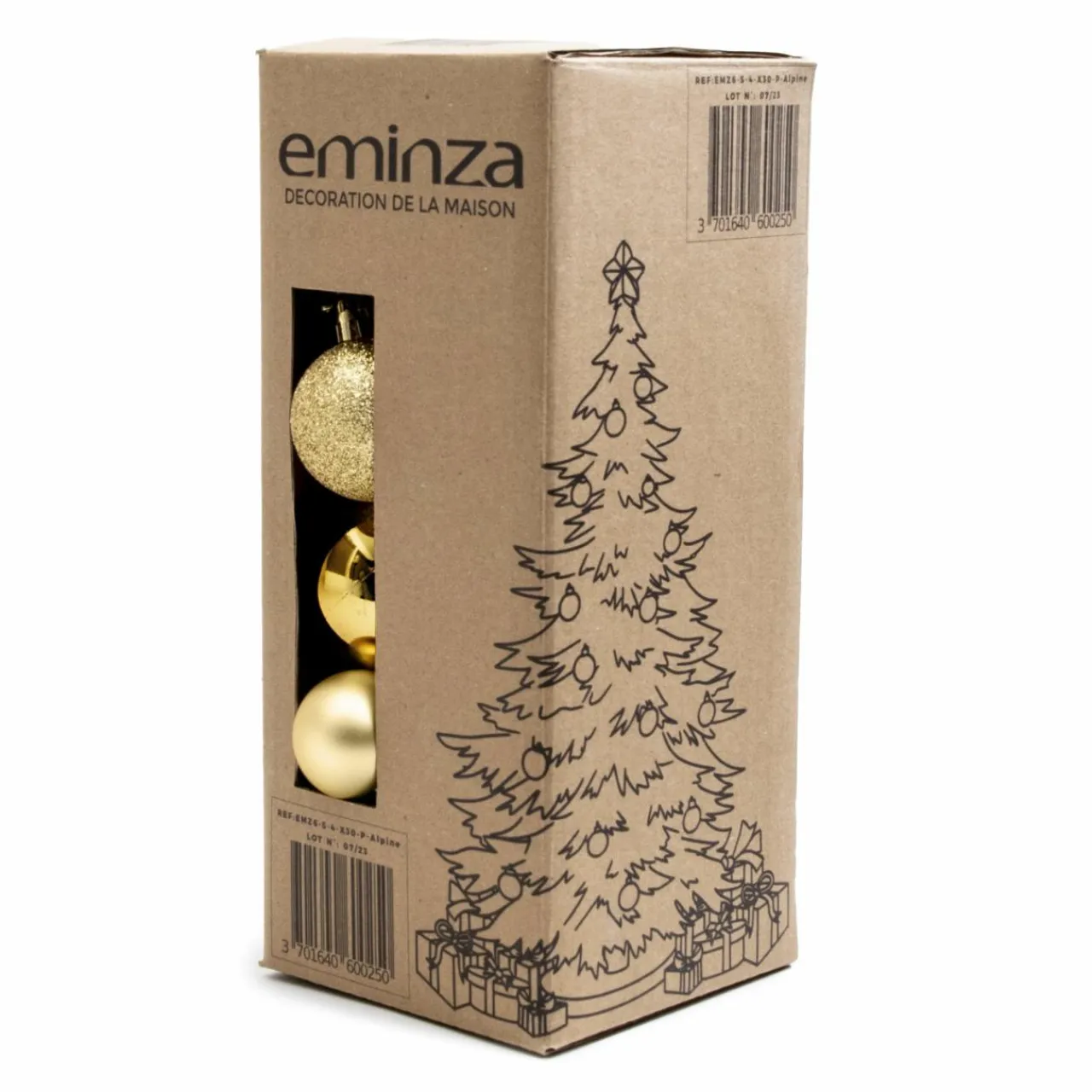 EMINZA Lot de 30 boules de Noël assties New Alpine Or Online