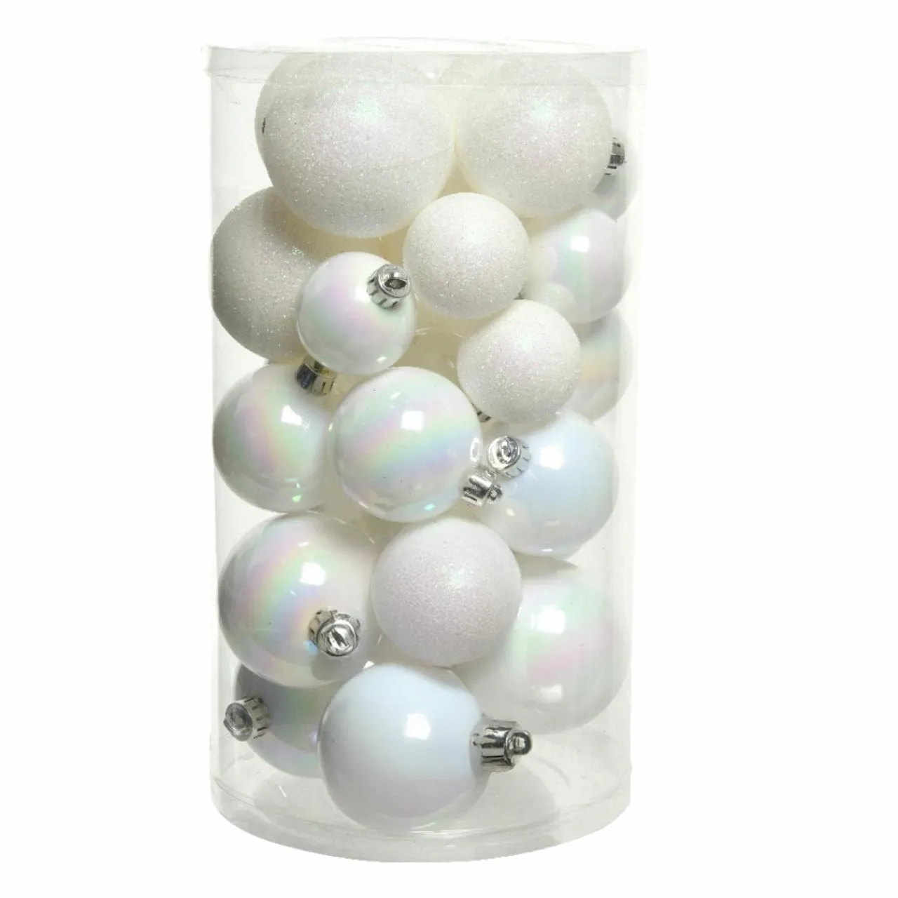 KAEMINGK Lot de 30 boules de Noël assorties Alpine Blanc irisé New