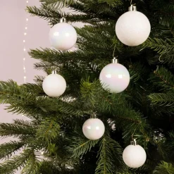 KAEMINGK Lot de 30 boules de Noël assorties Alpine Blanc irisé New