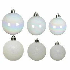 KAEMINGK Lot de 30 boules de Noël assorties Alpine Blanc irisé New
