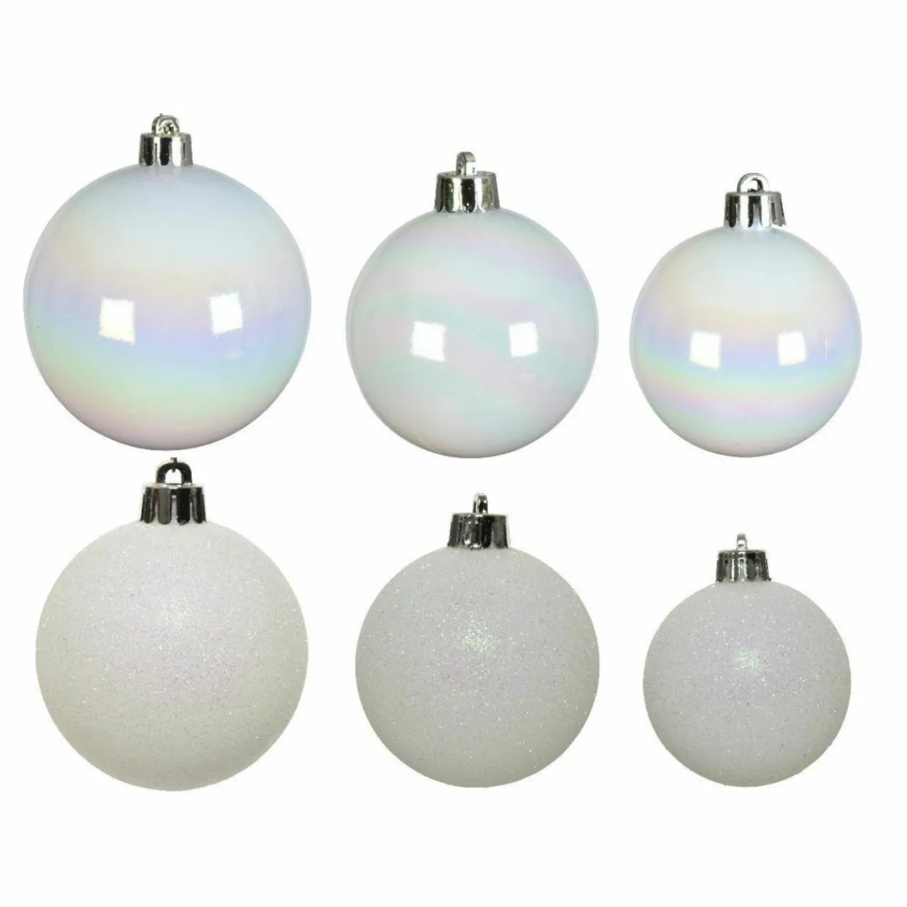 KAEMINGK Lot de 30 boules de Noël assorties Alpine Blanc irisé New