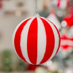 JJA Lot de 22 boules de Noël assorties Rayures Rouge New