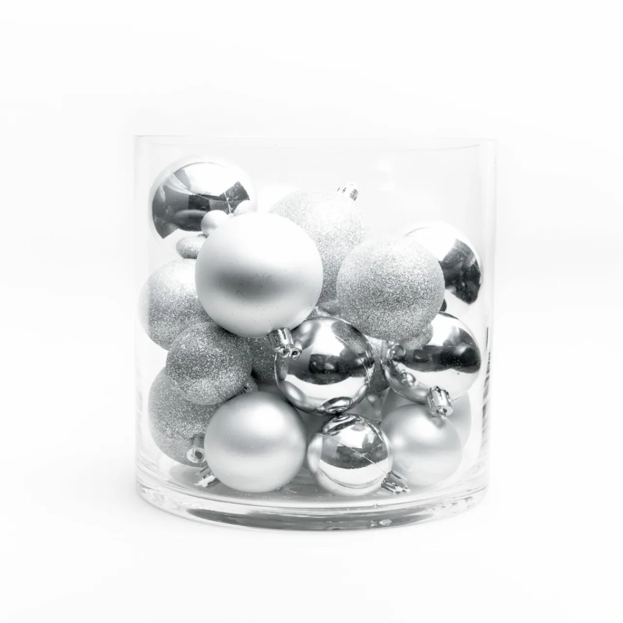 EMINZA Lot de 30 boules de Noël assorties New Alpine Argent Hot