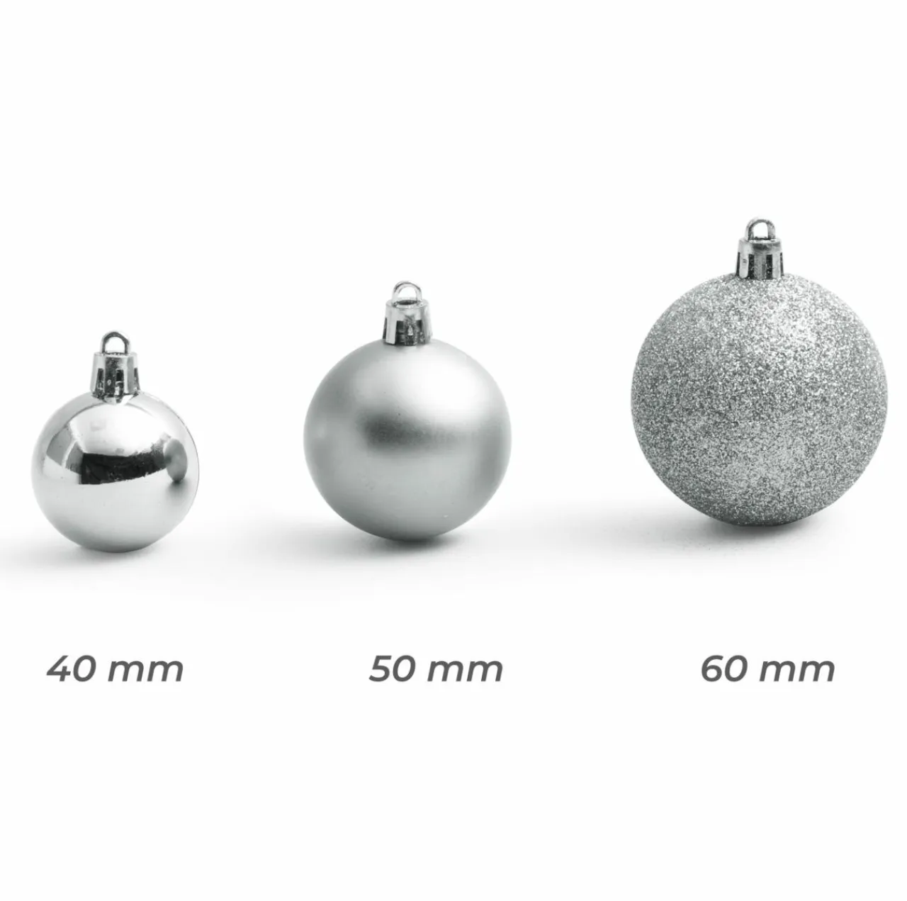 EMINZA Lot de 30 boules de Noël assorties New Alpine Argent Hot