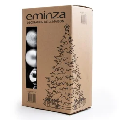 EMINZA Lot de 20 boules de Noël assorties New Alpine Argent Discount