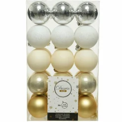 KAEMINGK Lot de 30 boules de Noël (D60 mm) Alpine multi Blanc