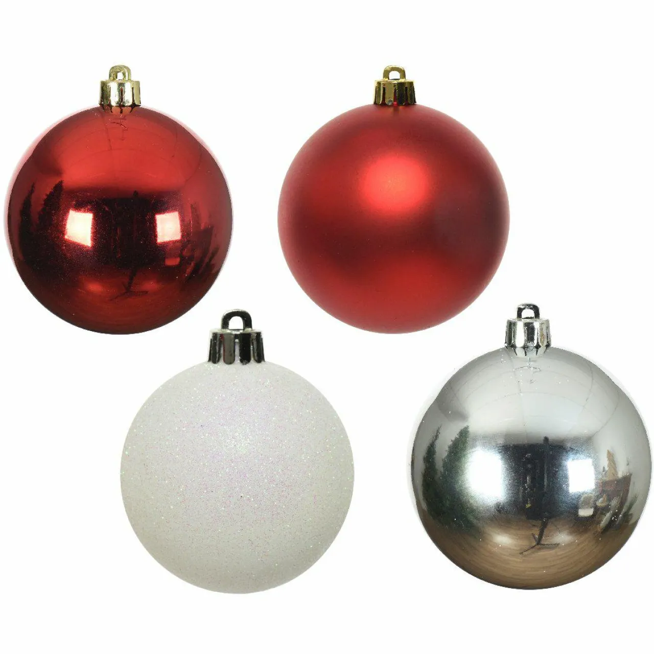 KAEMINGK Lot de 30 boules de Noël (D60 mm) Alpine multi Blanc / Rouge New