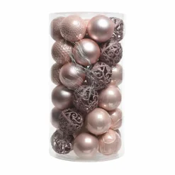KAEMINGK Lot de 37 boules de Noël (D60 mm) Alpine Mix Rose poudré