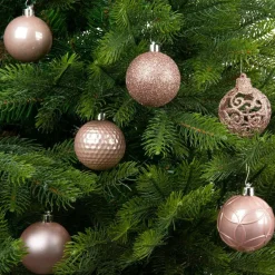 KAEMINGK Lot de 37 boules de Noël (D60 mm) Alpine Mix Rose poudré