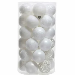KAEMINGK Lot de 37 boules de Noël (D60 mm) Alpine mix Blanc Hot