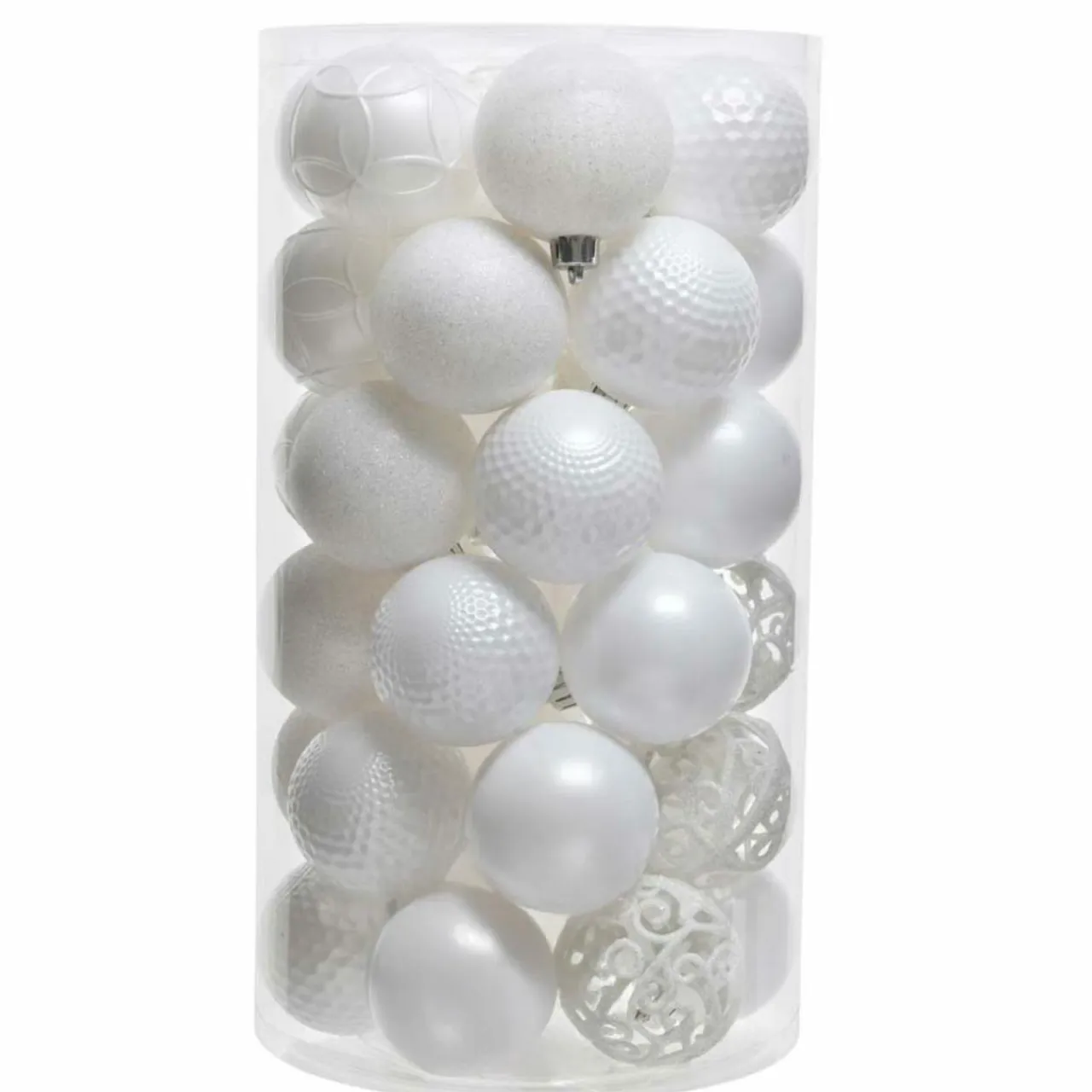 KAEMINGK Lot de 37 boules de Noël (D60 mm) Alpine mix Blanc Hot