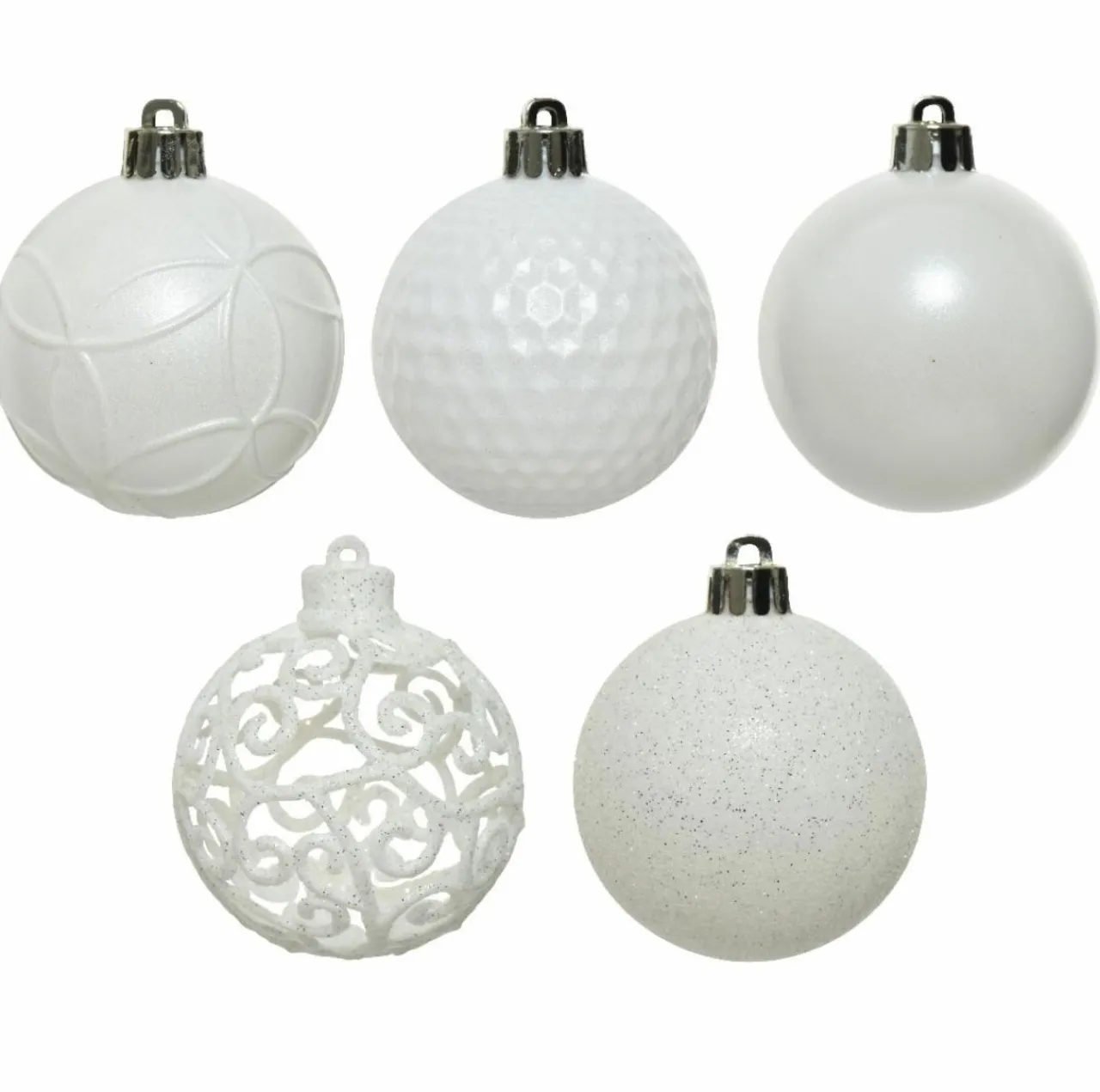 KAEMINGK Lot de 37 boules de Noël (D60 mm) Alpine mix Blanc Hot