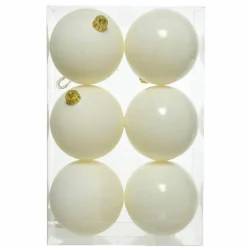 KAEMINGK Lot de 6 boules de Noël (D80 mm) Alpine Blanc laine Sale