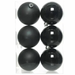 KAEMINGK Lot de 6 boules de Noël (D80 mm) Alpine Noir Clearance