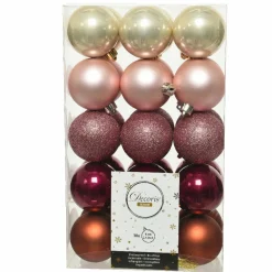 KAEMINGK Lot de 30 boules de Noël (D60 mm) Alpine multi Vieux rose Outlet