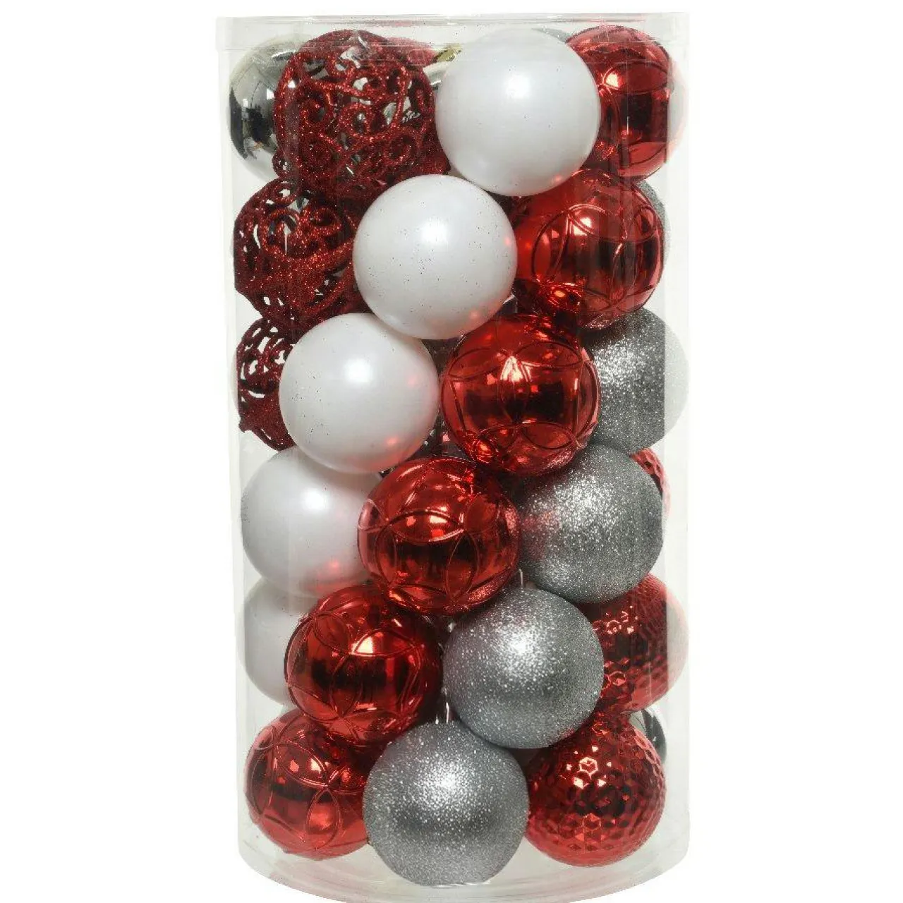 KAEMINGK Lot de 37 boules de Noël (D60 mm) Alpine mix couleurs Argent Discount