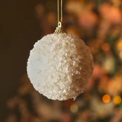 KAEMINGK Lot de 12 boules de Noël (D80 mm) Altesse perlée Blanc laine Clearance