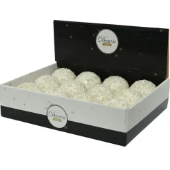 KAEMINGK Lot de 12 boules de Noël (D80 mm) Altesse perlée Blanc laine Clearance