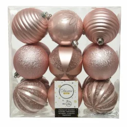 KAEMINGK Lot de 18 boules de Noël (D80 mm) Anaelle Rose poudré Hot