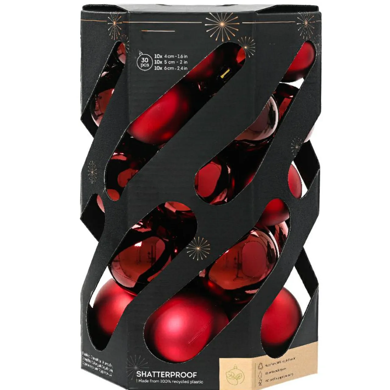 KAEMINGK Lot de 30 boules de Noël (D60 mm) Aravis Bordeaux Best