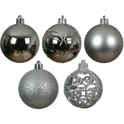 KAEMINGK Lot de 35 boules de Noël (D60 mm) Aravis Argent New