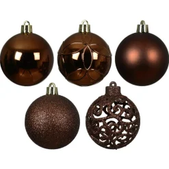 KAEMINGK Lot de 35 boules de Noël (D60 mm) Aravis Brun café Best