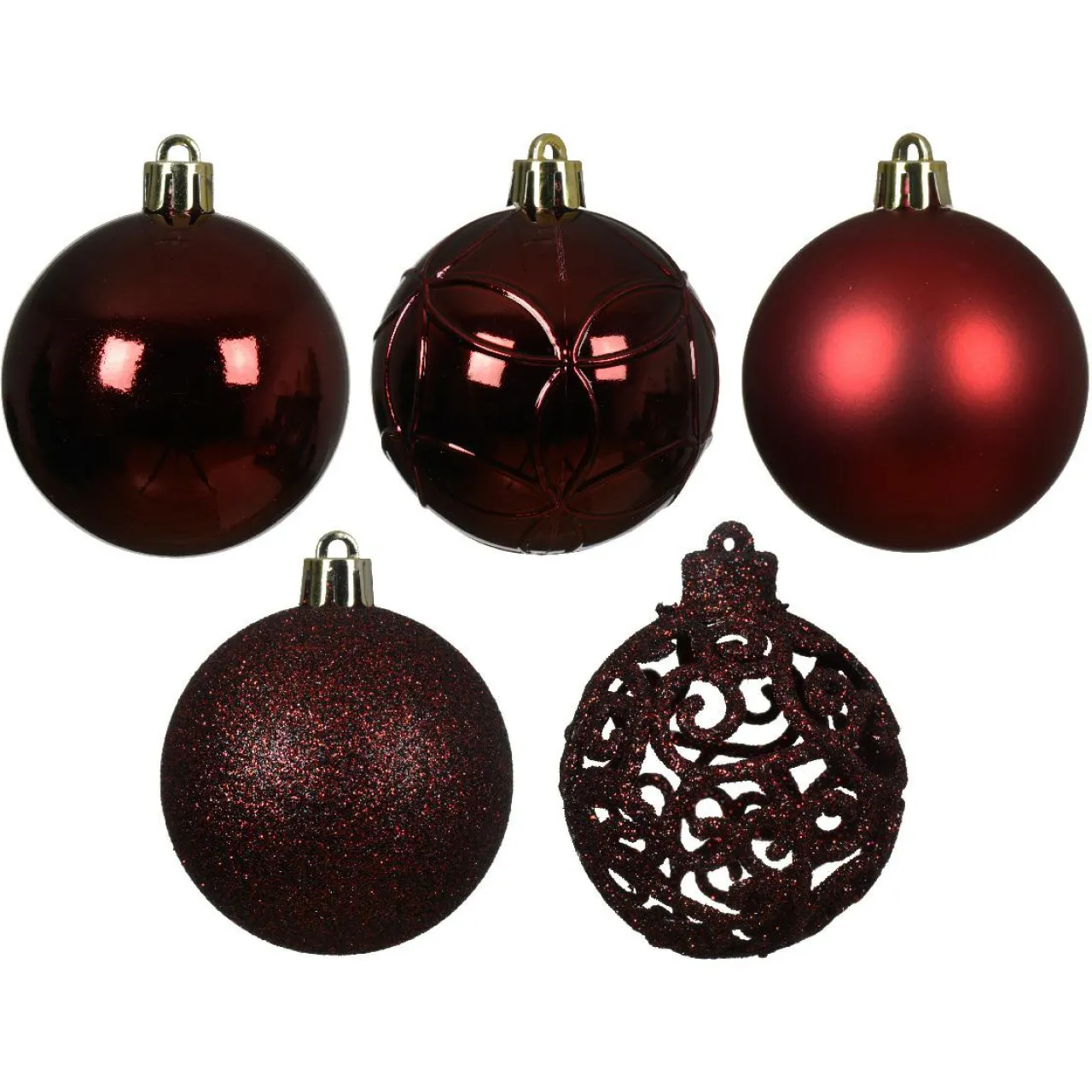 KAEMINGK Lot de 35 boules de Noël (D60 mm) Aravis mix Bordeaux Hot