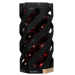 KAEMINGK Lot de 35 boules de Noël (D60 mm) Aravis mix Bordeaux Hot