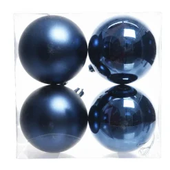 KAEMINGK Lot de 4 boules de Noël (D100 mm) Aravis Bleu nuit Best