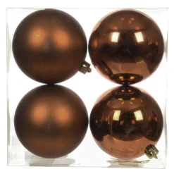 KAEMINGK Lot de 4 boules de Noël (D100 mm) Aravis Brun café Online