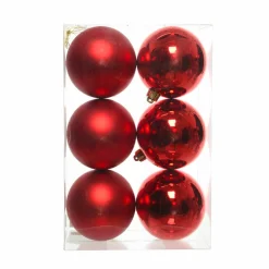 KAEMINGK Lot de 6 boules de Noël (D80 mm) Aravis Rouge Best