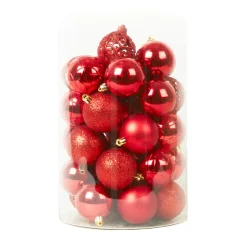 KAEMINGK Lot de 35 boules de Noël (D60 mm) Aravis mix Rouge Clearance