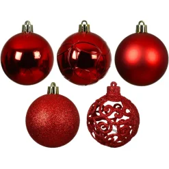 KAEMINGK Lot de 35 boules de Noël (D60 mm) Aravis mix Rouge Clearance