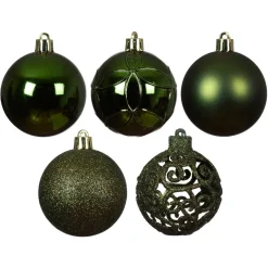 KAEMINGK Lot de 35 boules de Noël (D60 mm) Aravis mix Vert sapin Discount