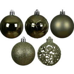 KAEMINGK Lot de 35 boules de Noël (D60 mm) Aravis mix Vert romarin New