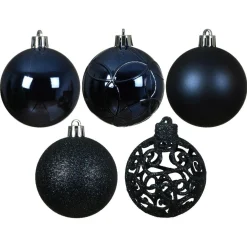 KAEMINGK Lot de 35 boules de Noël (D60 mm) Aravis mix Bleu nuit Clearance