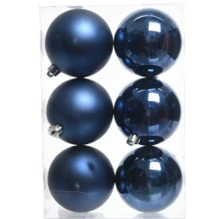 KAEMINGK Lot de 6 boules de Noël (D80 mm) Aravis Bleu nuit New