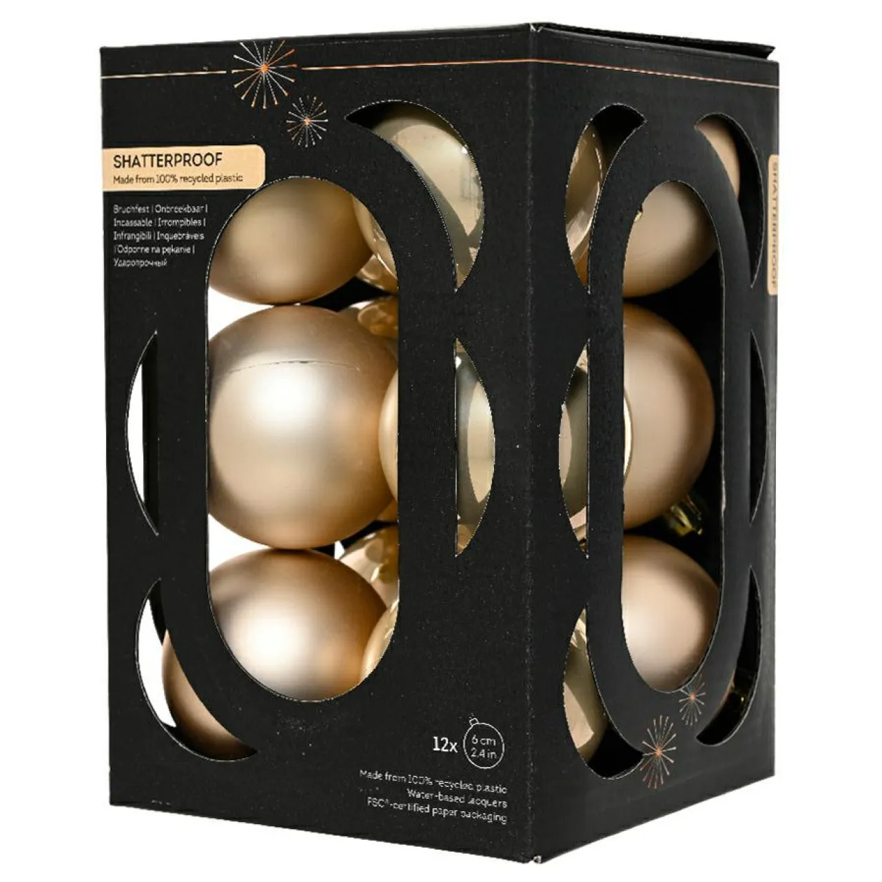 KAEMINGK Lot de 12 boules de Noël (D60 mm) Aravis Perle Discount