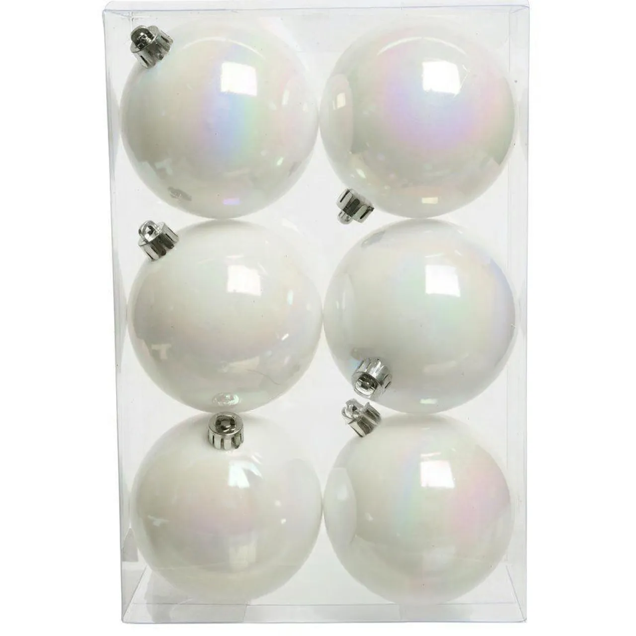 KAEMINGK Lot de 6 boules de Noël (D80 mm) Aravis Blanc irisé New