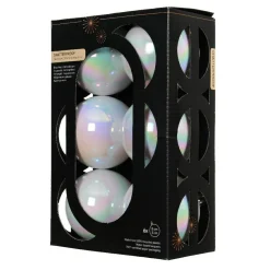 KAEMINGK Lot de 6 boules de Noël (D80 mm) Aravis Blanc irisé New