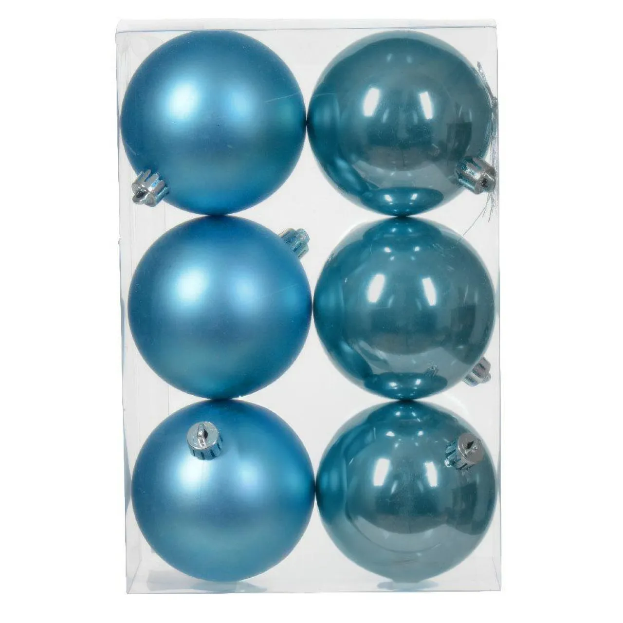 KAEMINGK Lot de 6 boules de Noël (D80 mm) Aravis Bleu pétillant Hot