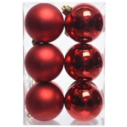 KAEMINGK Lot de 12 boules de Noël (D60 mm) Aravis Rouge Discount